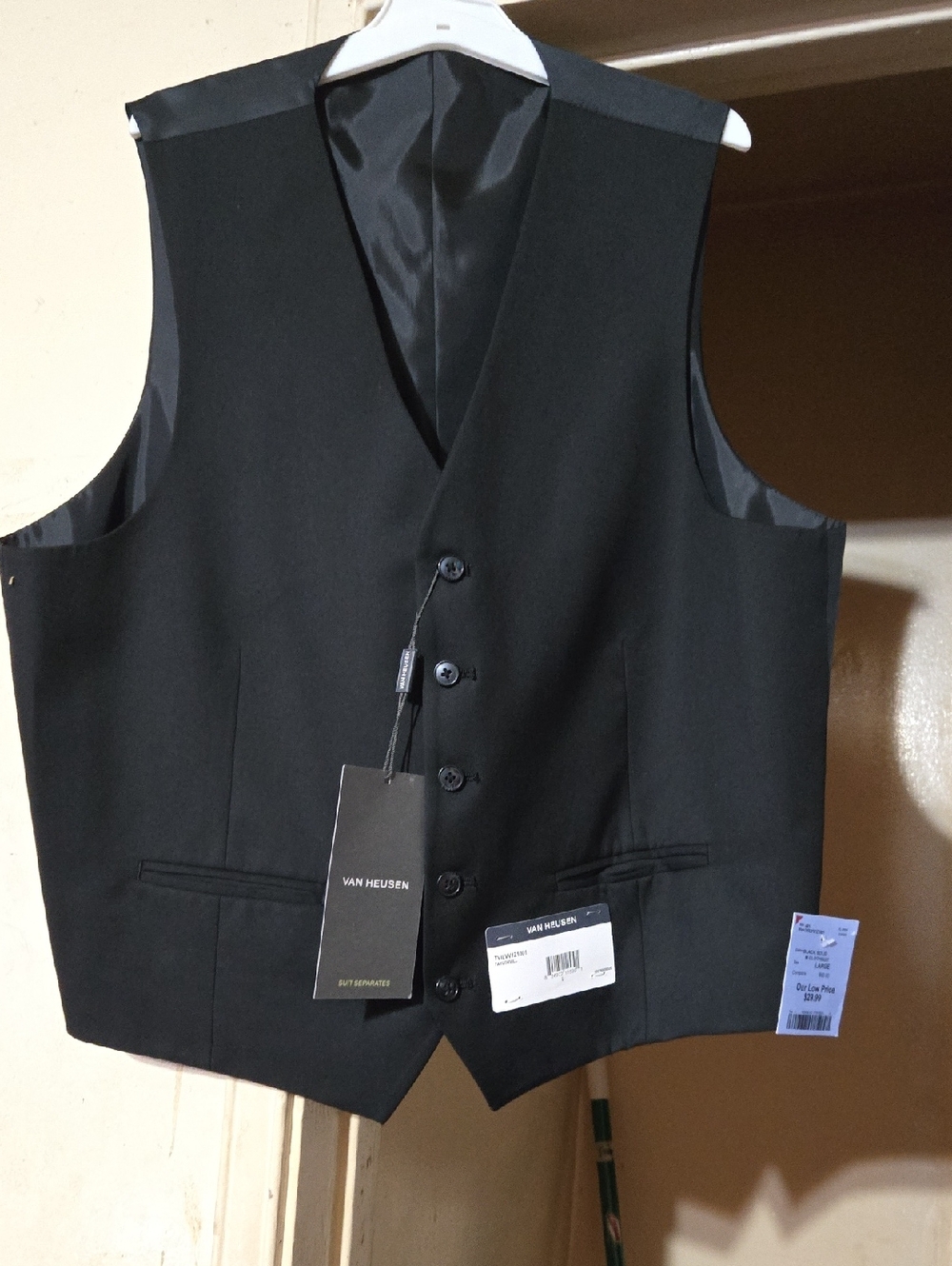 Van Heusen Black Men's Formal Vest- NEW WITH TAGS